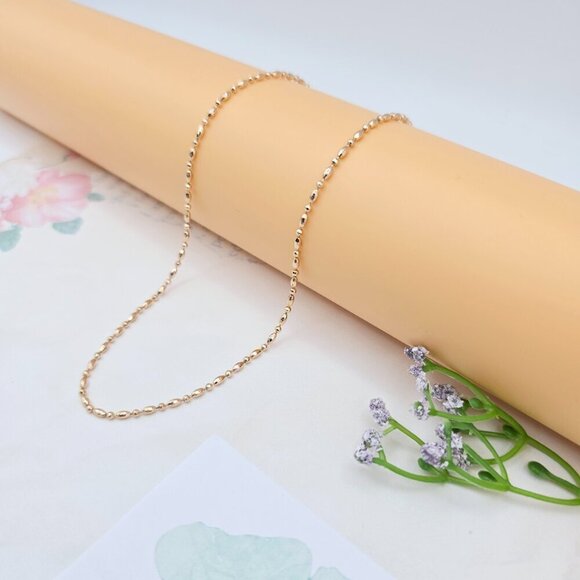 Dainty Rose Gold Beaded Chain Necklace, 17.7 Inch Everyday Style, XPNL0028 - Picture 8 of 10